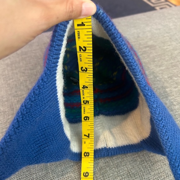 Vintage Marceau Sports 100% Wool Beanie Hat Pompom Blue - Picture 9 of 10
